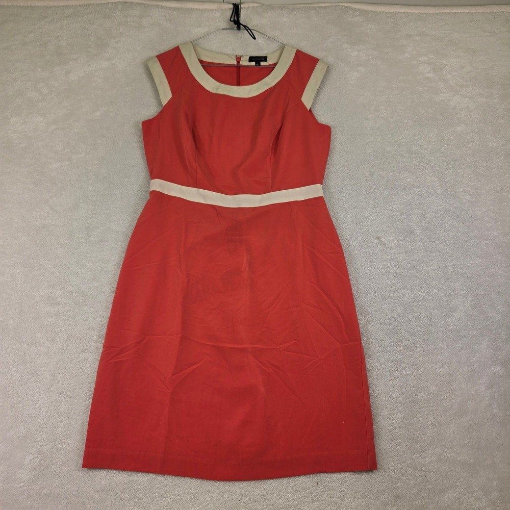 The Limited Coral Red Cream Colorblock Sheath Dress Size 6 Sleeveless Workwear